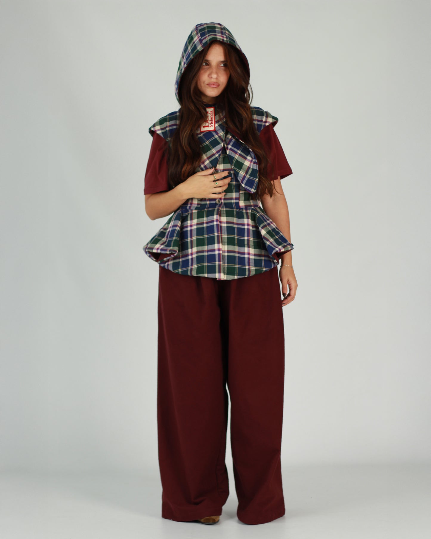 Colete com Capuz Vichy | Amora Adulto