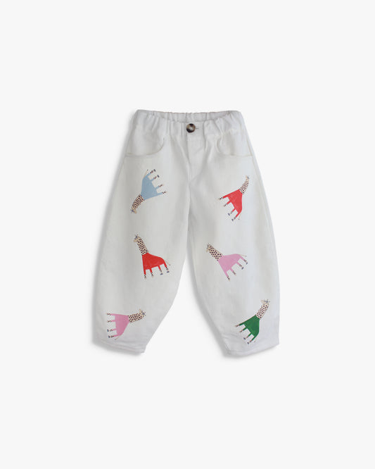 Calças Baggy | Xadrez estampado Girafas Bambi