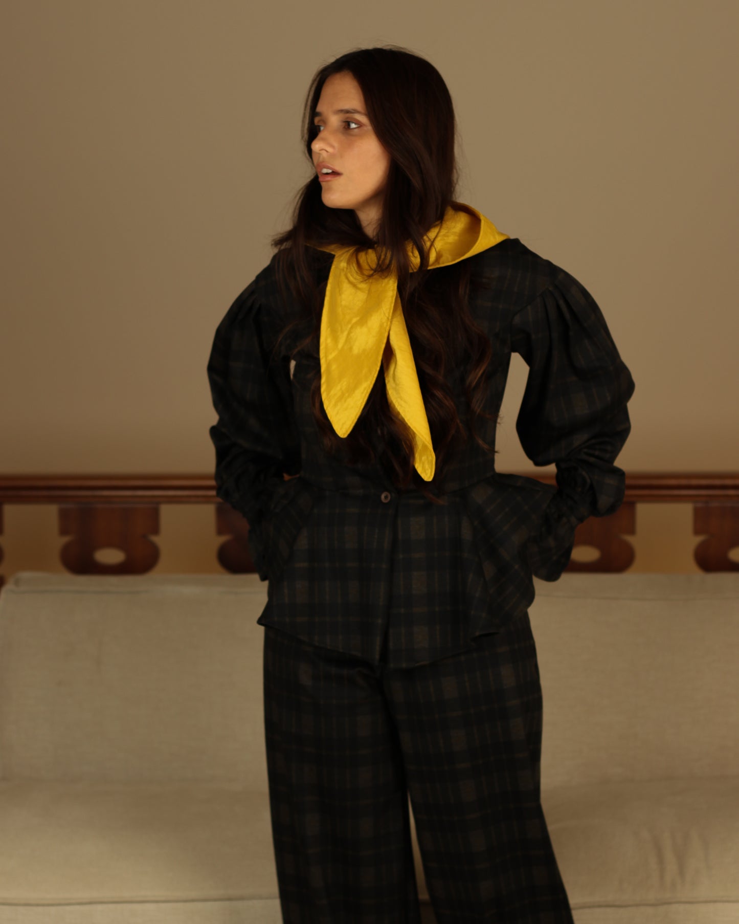 Blusa/Casaco Vichy com capuz | Mel Adulto