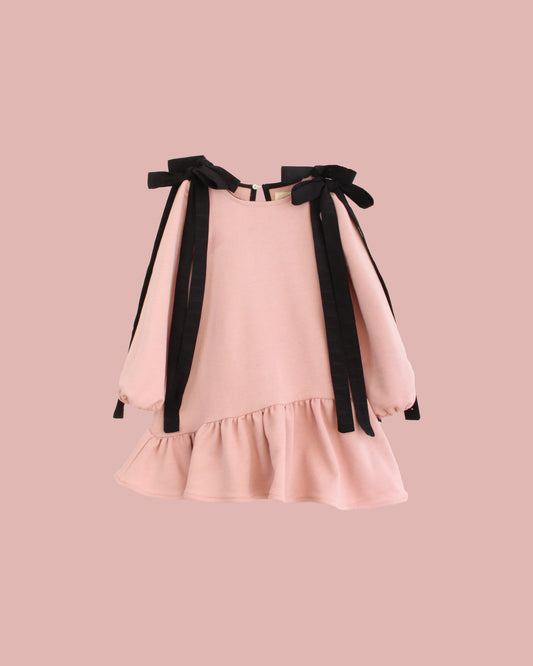 Vestido | Juliette rosa pastel laços preto